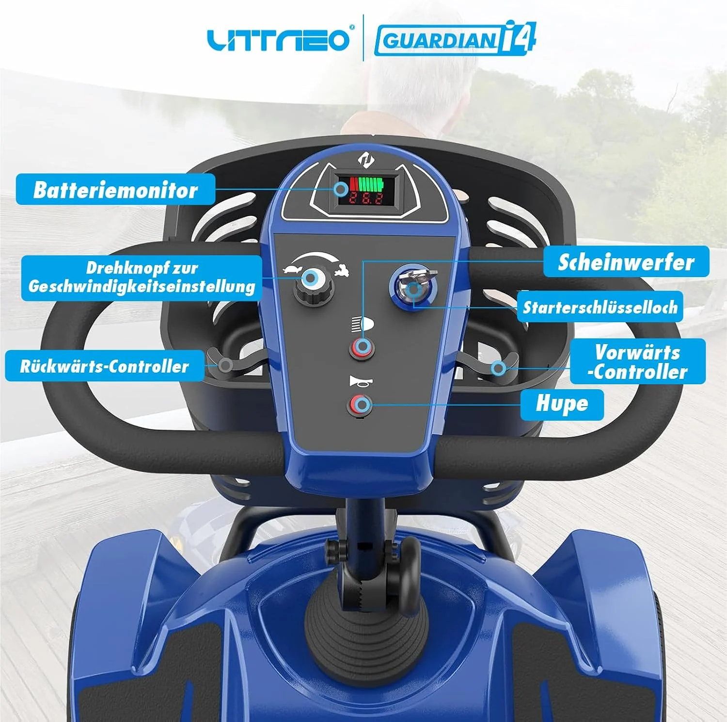 2025 Elektrische mobiliteitsscooter met 4 wielen voor volwassenen en senioren ?C Compact, krachtig model met langeafstandsaccu en achteruitkijkspiegels