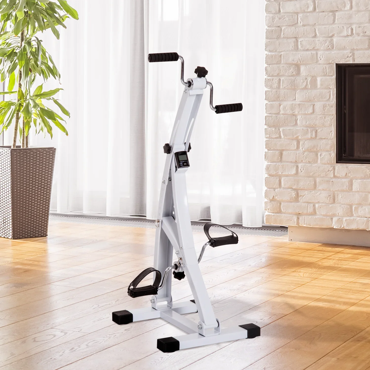 HOMCOM Bewegingstrainer Hometrainer voor Ouderen LCD-Display Wit