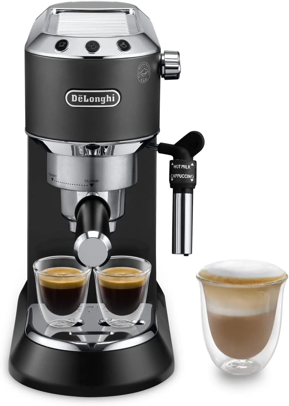2026 De'Longhi Dedica Style EC 685.M – Espresso Siebtrgermaschine, Espressomaschine mit professionellem Milchaufschumer, nur 15 cm breit, für Kaffeepulver oder ESE Pads, 1 l Wassertank, silber