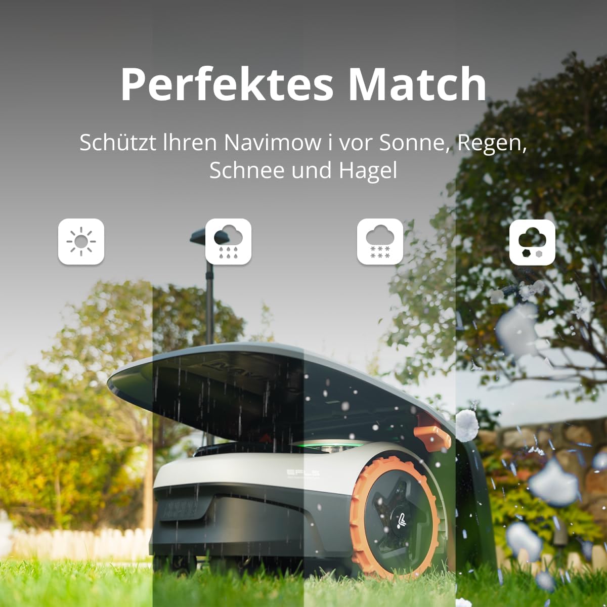 Navimow Garage S, Hochklappbar, Keine Signalblockierung, Schutz vor Sonne und Regen, Zubehör für Mähroboter Navimow i105E, i108E