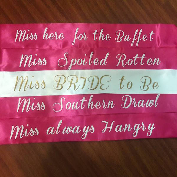 Custom Pageant Wedding Yellow Satin Sashes 60