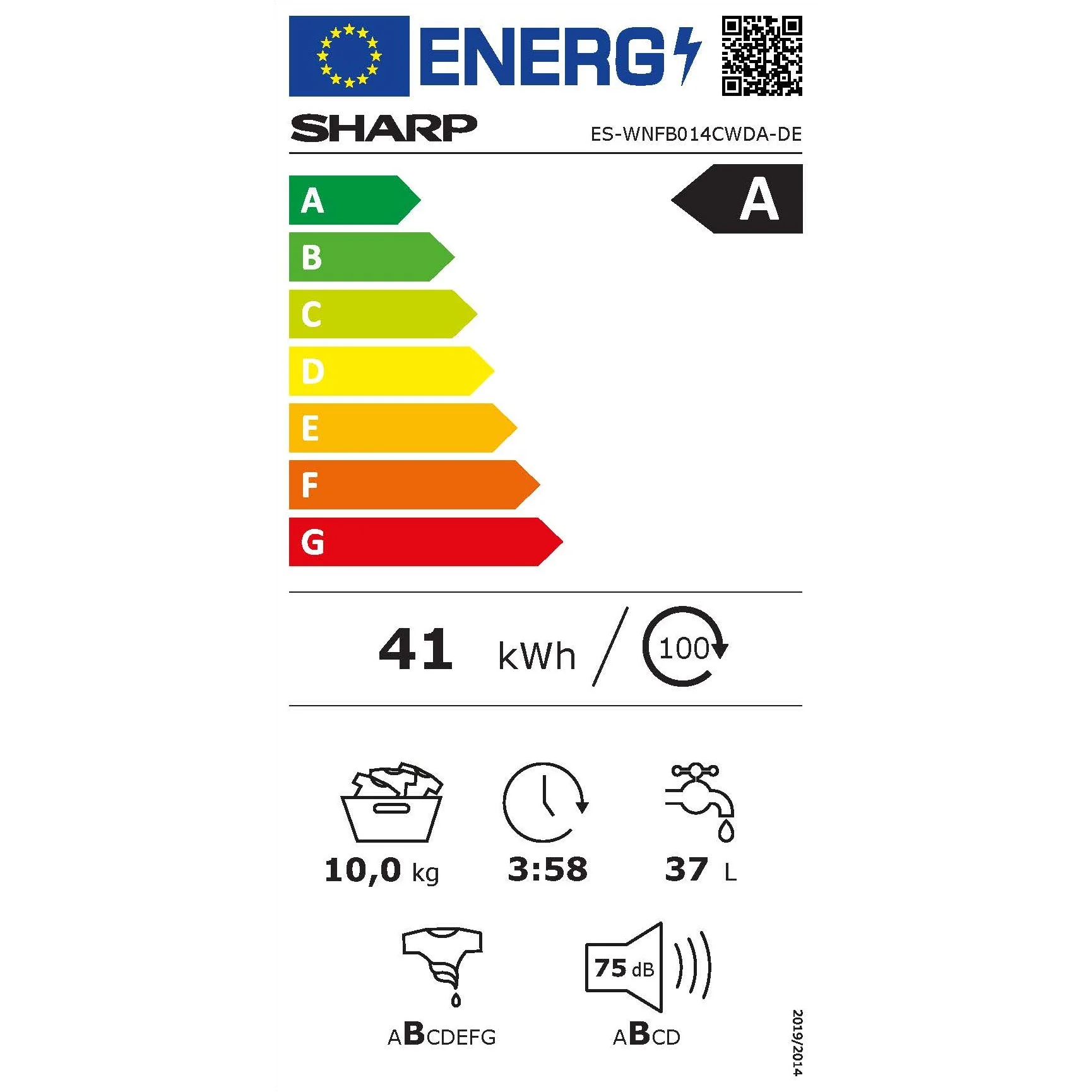 Sharp Waschmaschine 10kg ES-WNFB014CWDA-CH, WiFi, A -20% Klasse