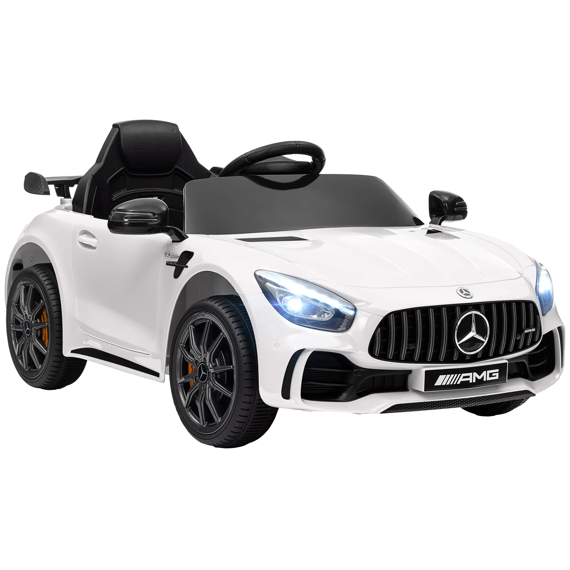 AIYAPLAY Elektrisch Kinderauto, Mercedes, 3-5 km/u, Afstandsbediening, Licht & Muziek, Wit