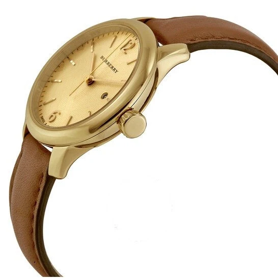 Burberry Champagne Dial Brown Leather Strap Women's Watch BU10101