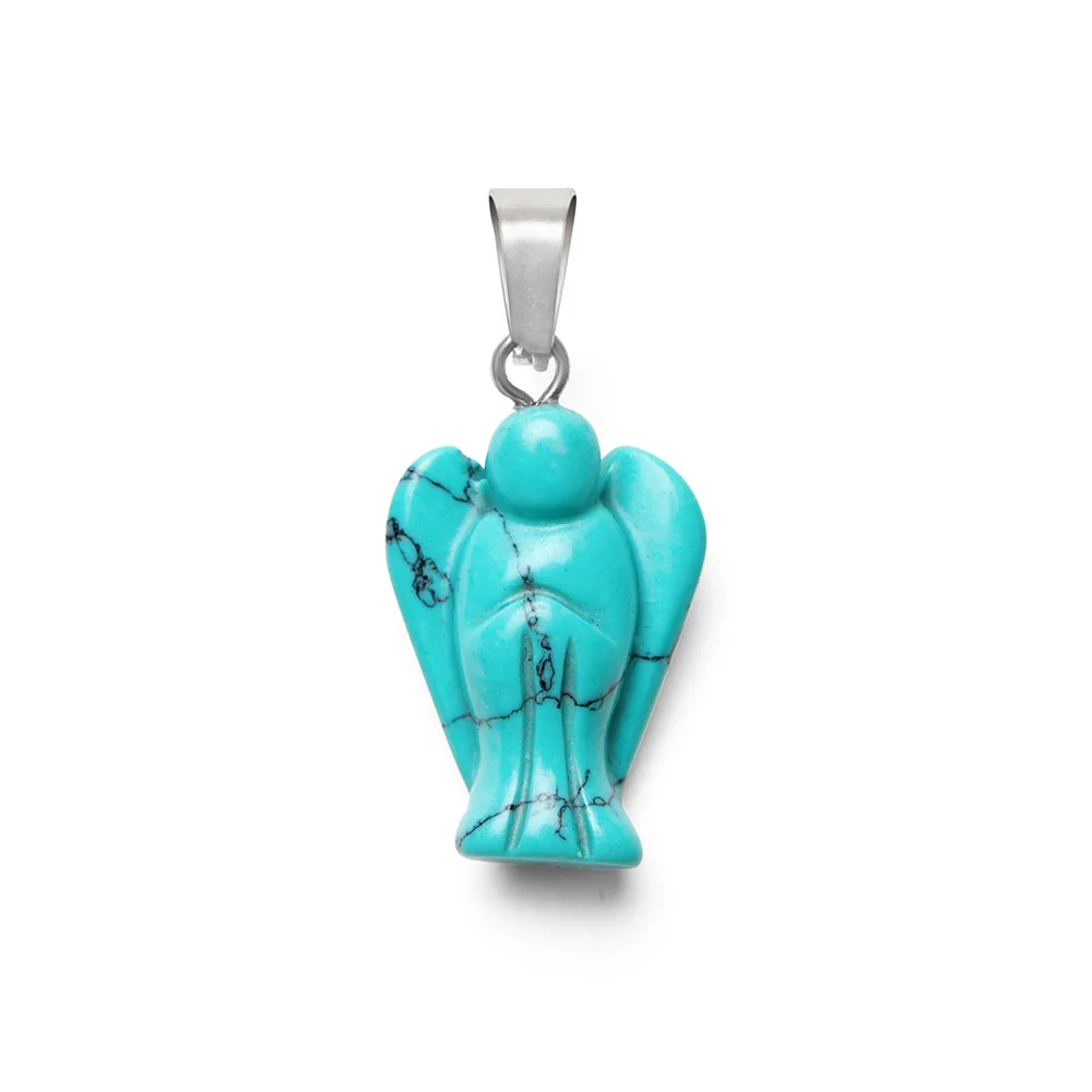 Turqueniet Hanger - Howliet Beschermengel - Edelsteen Engeltje - Geduld