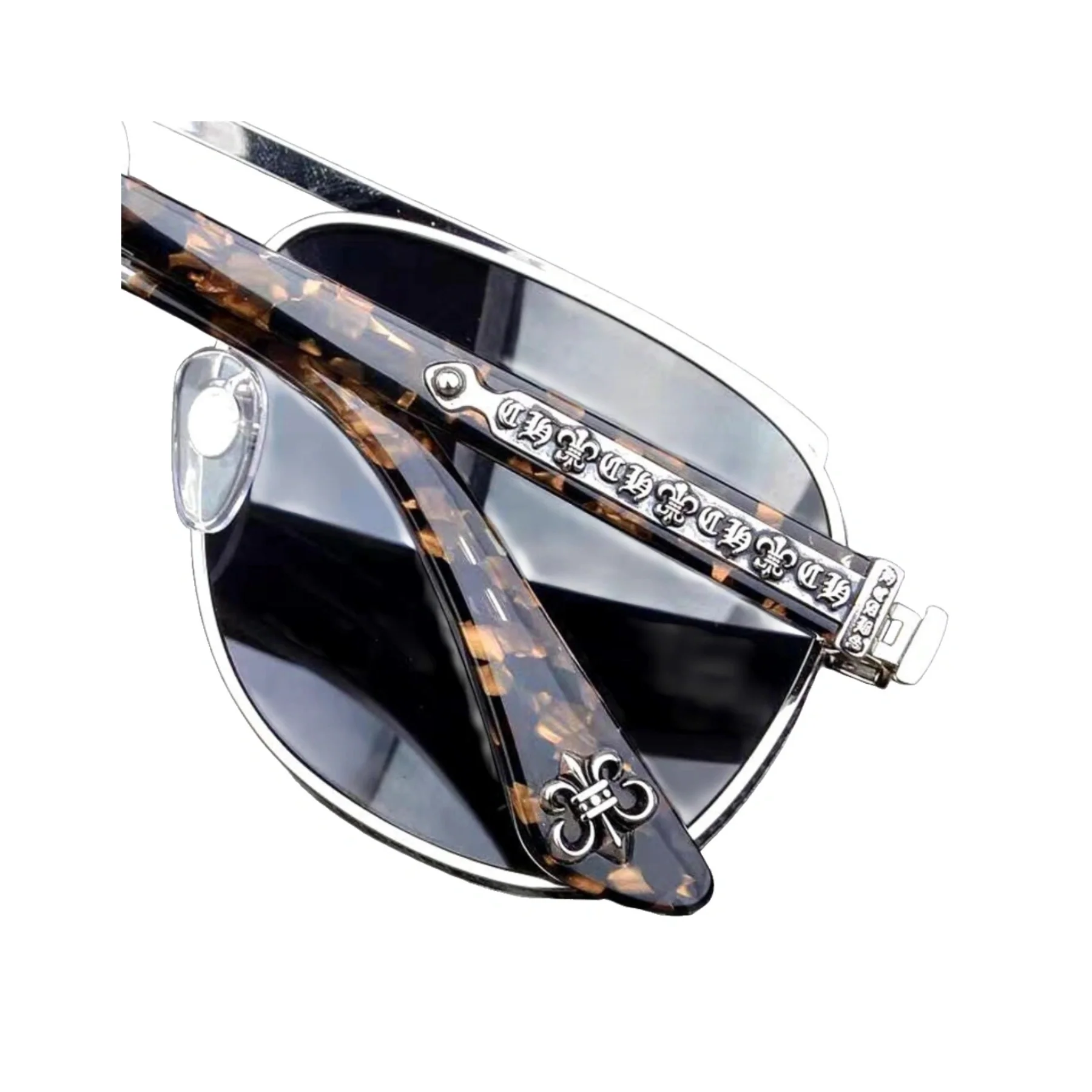 Titanium Bold Frame Chrome Hearts Glasses Silver