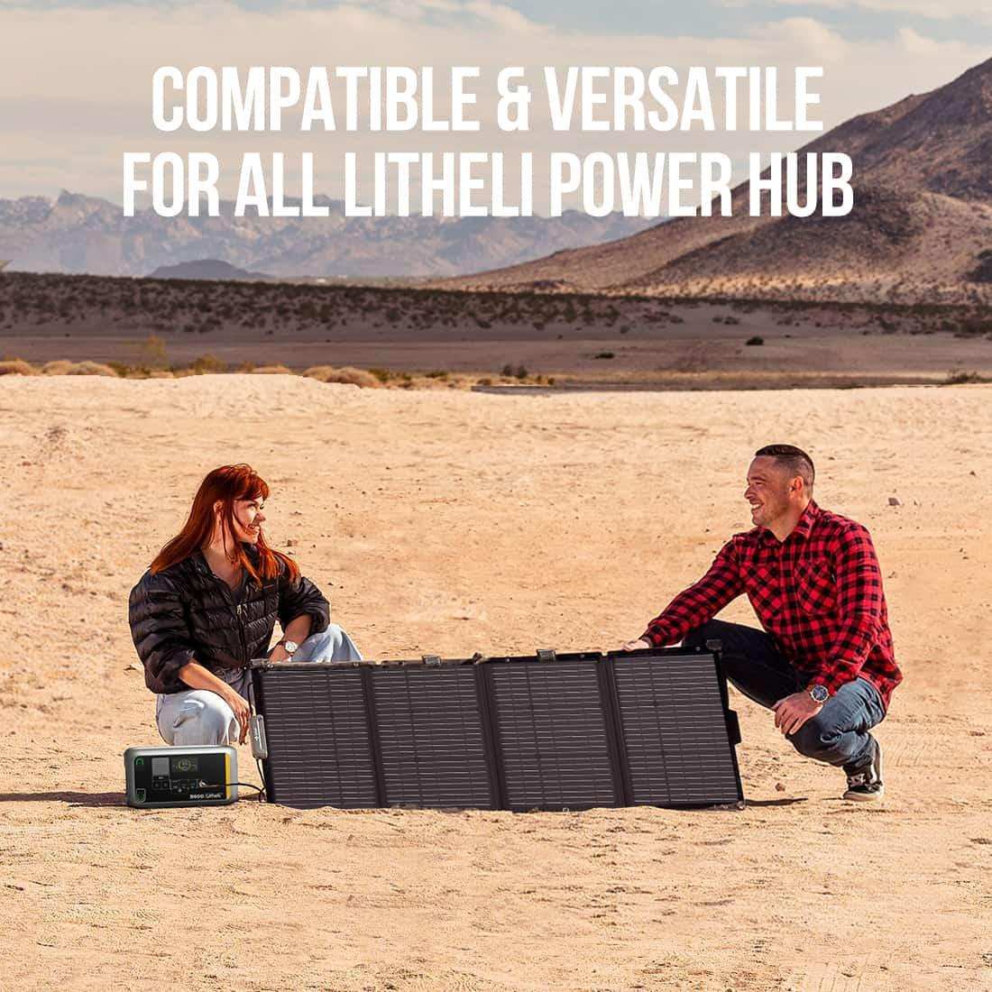 2025 Panel Solar Portátil Litheli 100W – Compacto, eficiente y resistente
