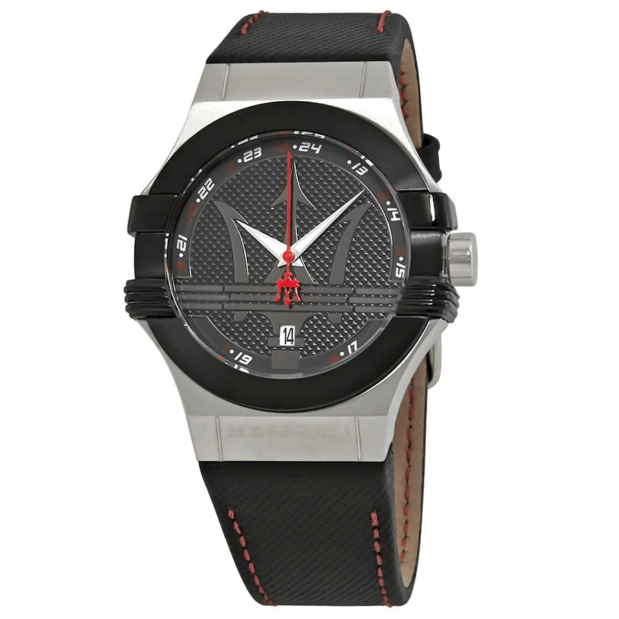 Maserati Potenza Black Dial Black Leather Men's Watch R8851108001