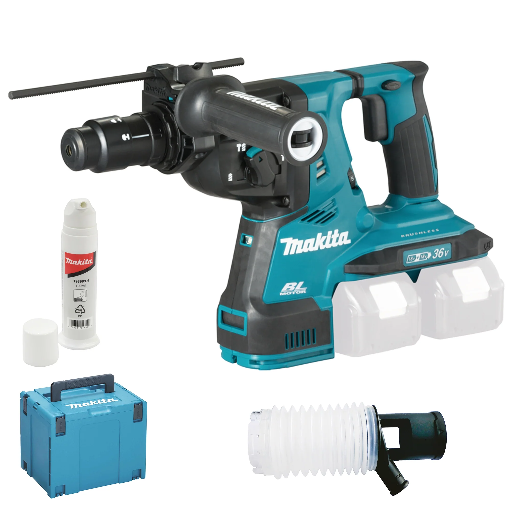 Tassellatore SDS-Plus Makita DHR281ZJ 18Vx2 – Brushless, 3 Funzioni, Solo Corpo, Valigetta Makpac Inclusa