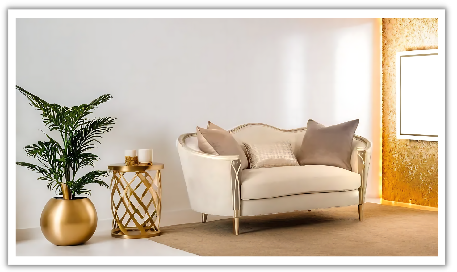 AICO Villa Cherie 2-Pieces/3 Pieces Fabric Living Room Set