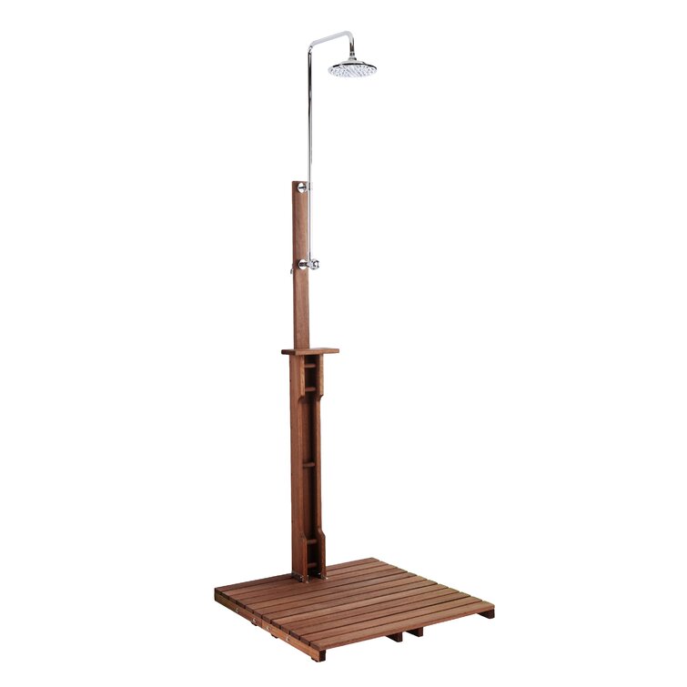 94.5′′ H Stainless Steel Freestanding Outdoor Shower and Duckboard