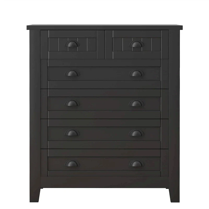 Retro-Inspired Drawer Dresser with Shell-Shaped Handles - Stylish Bedroom Storage Cabinet