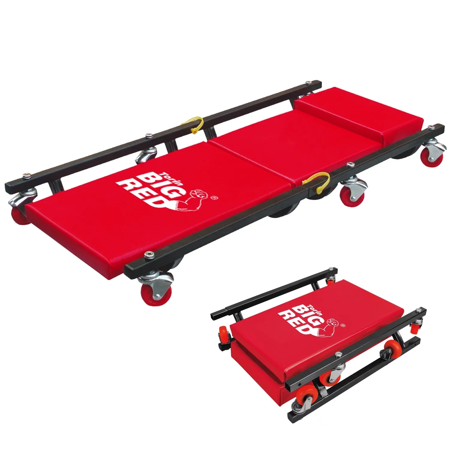 Gato hidráulico BIG RED de 2 toneladas con 2 gatos y carrito rodante, color rojo, modelo W8200.