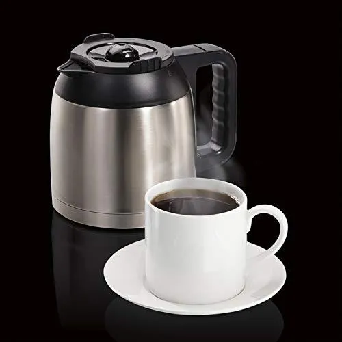 Thermal Coffee Maker, Single Serve & Full Pot, Compatible with Pods or Grounds, Programmable, Black and Stainless ()