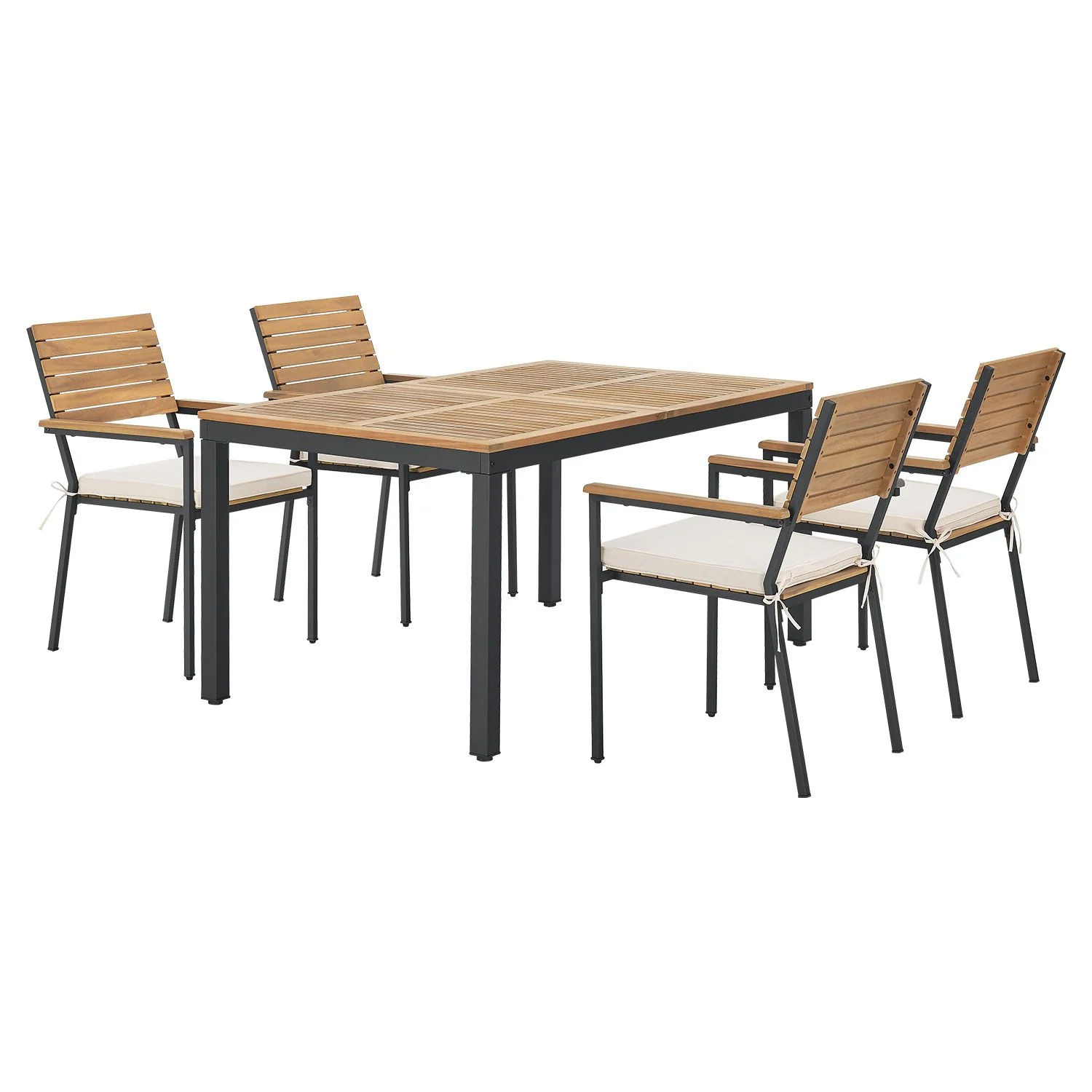 2026 Conjunto de jardín de madera de acacia Rhodos – Elegancia natural y confort para 4 personas