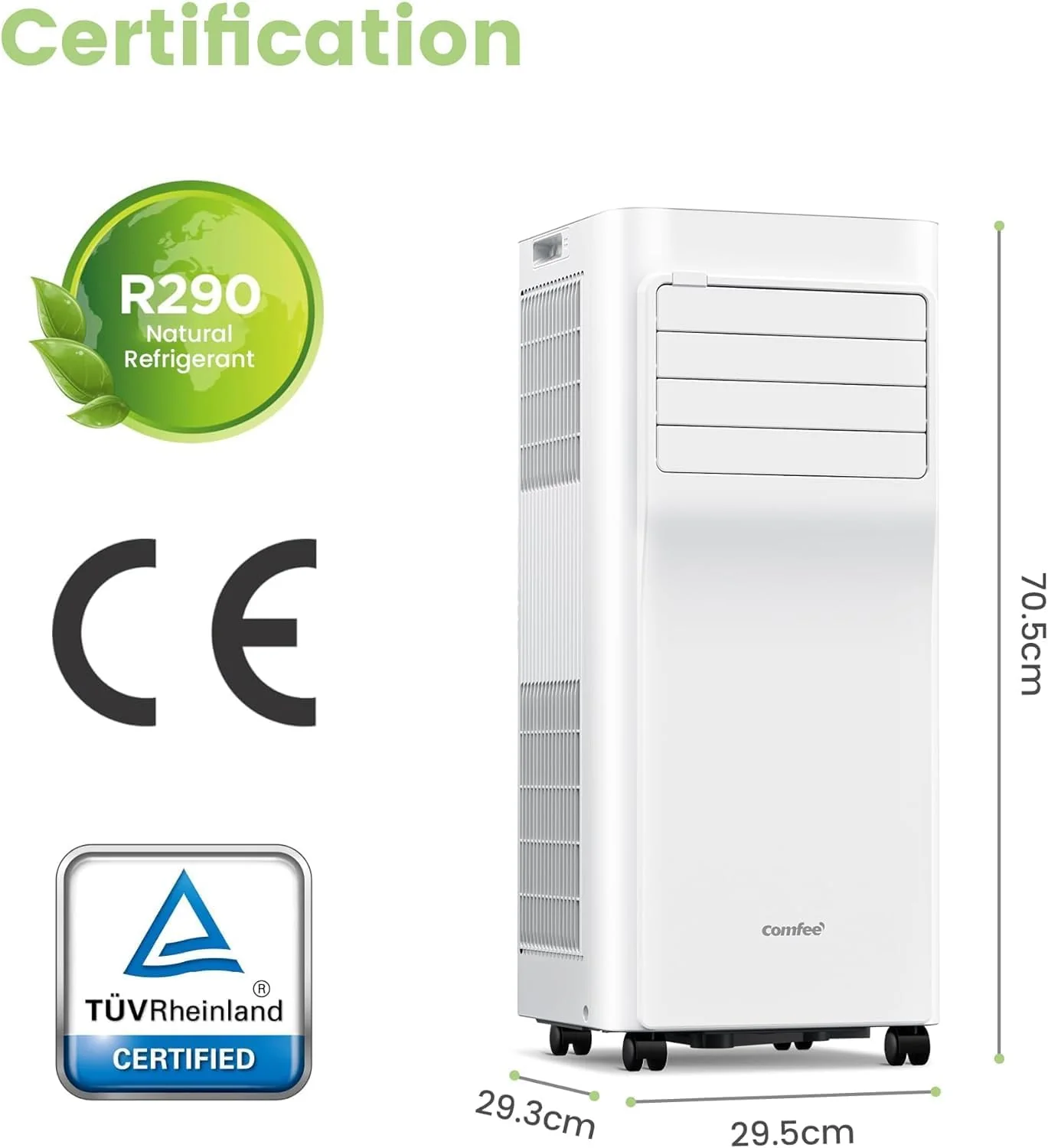 Comfee Mobiles Klimagert Easy Cool 2.0, 7000 BTU 2,0kW, Kühlen&Ventilieren&Entfeuchten, Raumgre bis 68m(25㎡), APP-Steuerung/Alexa/Google Home/IFTTT, Mobile Klimaanlage mit Abluftschlauch