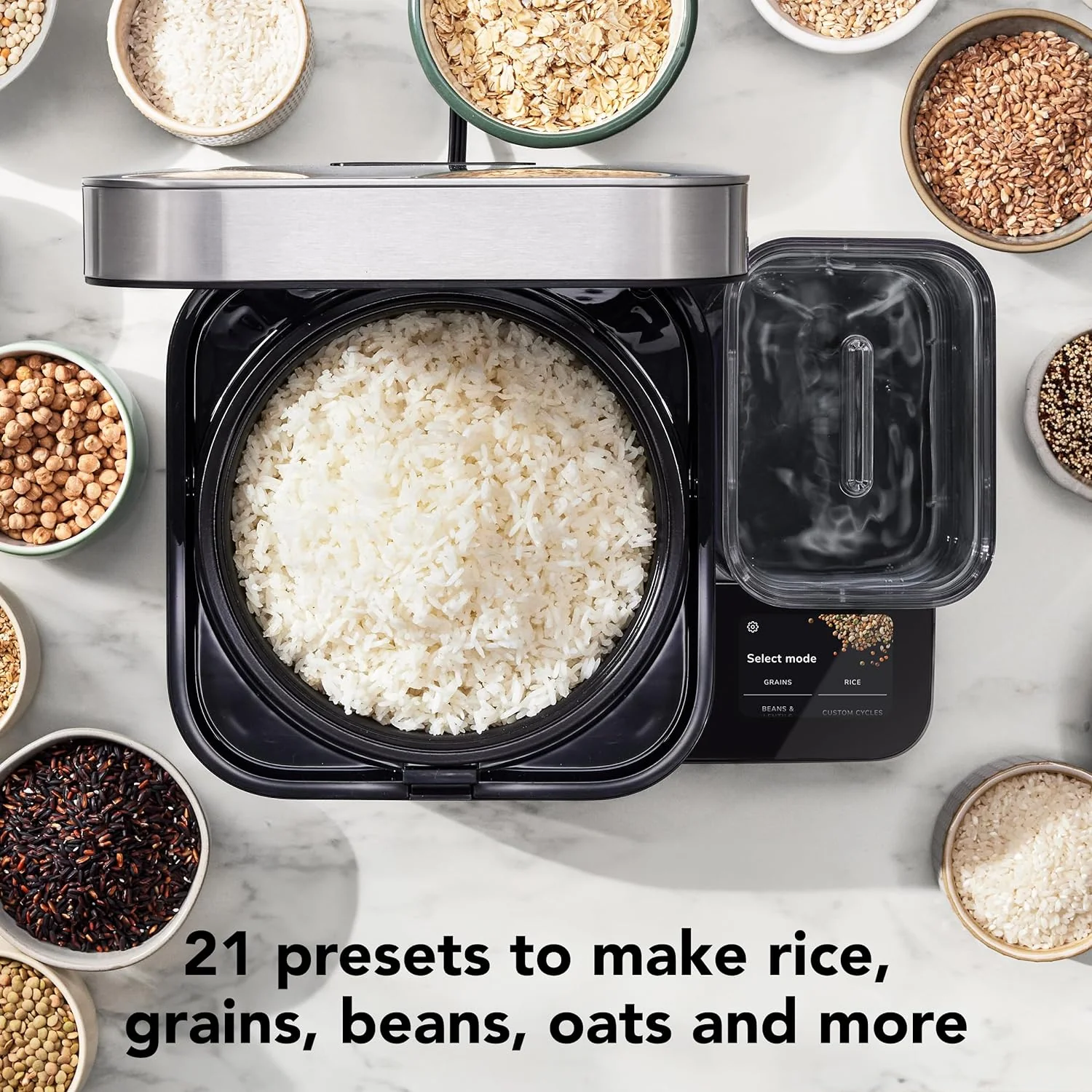 Cocinero de Granos y Arroz KitchenAid de 8 Tazas con Balanza Integrada y Cocción Programada, KGC3155BM