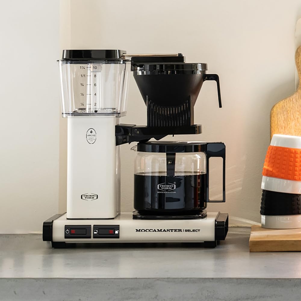 Moccamaster KBG Select, Kaffeemaschine, Retro Kaffeemaschine, Filterkaffee, Off-White, 1.25L