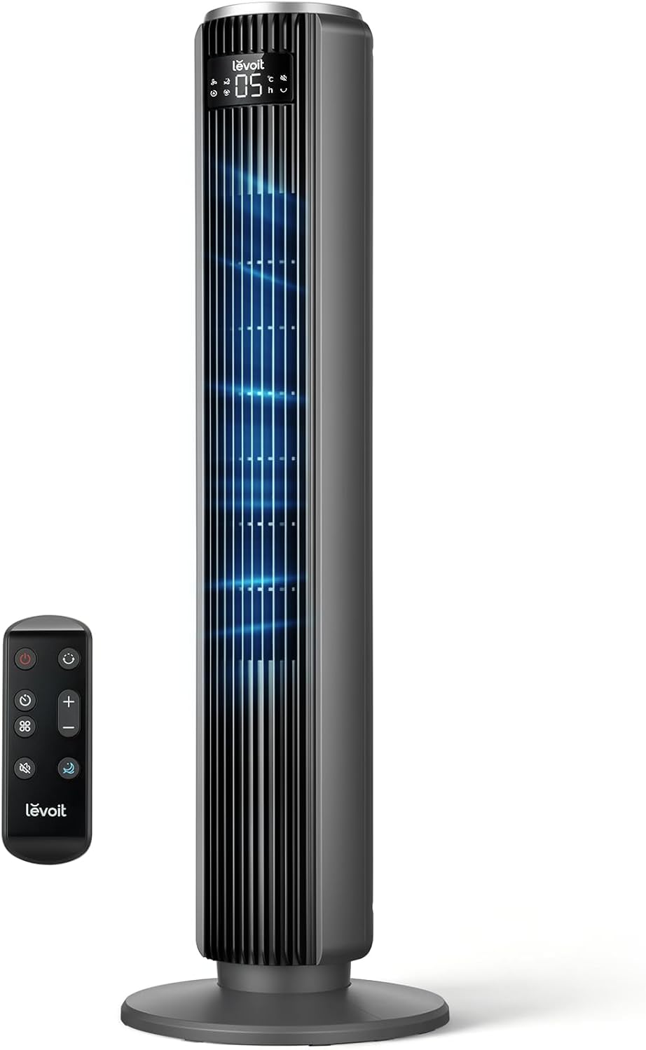 Levoit 20dB Silent Tower Fan, 5.5W-26W Energy Saving Fan for Bedroom & Home, Powerful Cooling with DC Motor, 4 Modes 12 Speeds, Advanced Sleep Mode, 90° Oscillation, Remote Control, White&Black