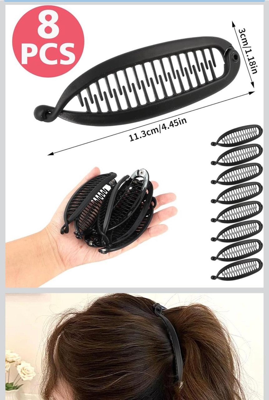 Bulk Banana Clips |  Black 12 PACK 6677