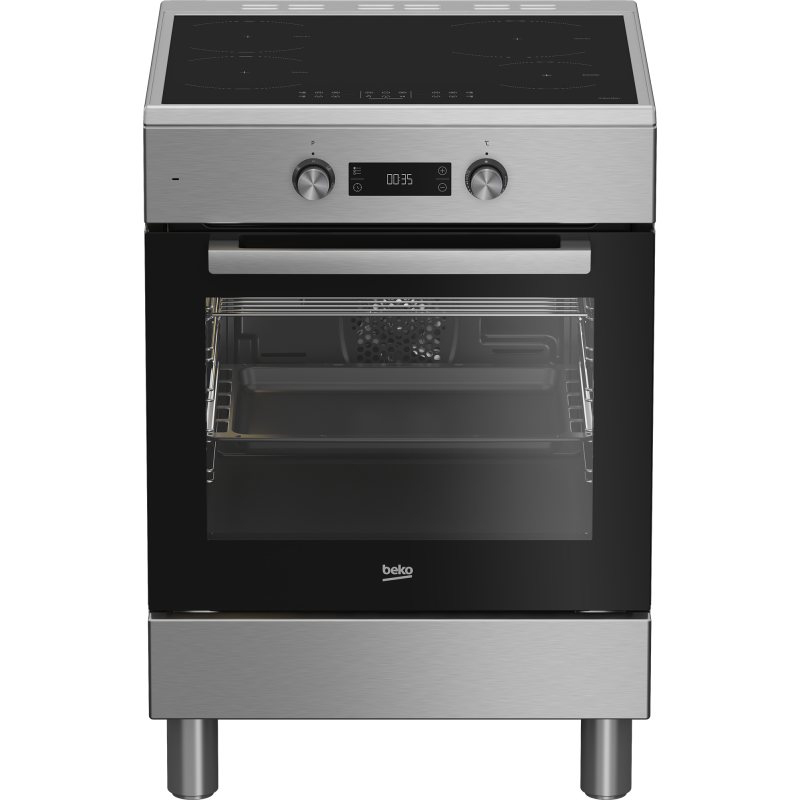 Beko FSE69300X - Cucina con Piano a Induzione Multifunzione 4 Fornelli e Forno Elettrico 60cm Inox