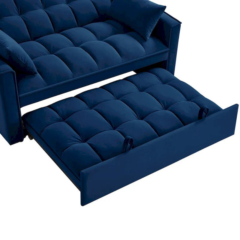 4-in-1 Pull-Out Sleeper Sofa Bed - Loveseat in Velvet -Convertible Couch Bed with Reclining Backrest,2 Side Pockets