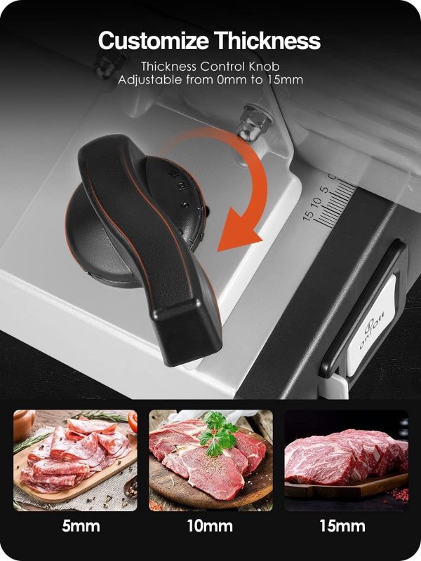 200W Electric Deli Meat Slicer, 7.5 Removable Stainless Steel Blade, Adjustable Thickness, Child Lock For Home Use