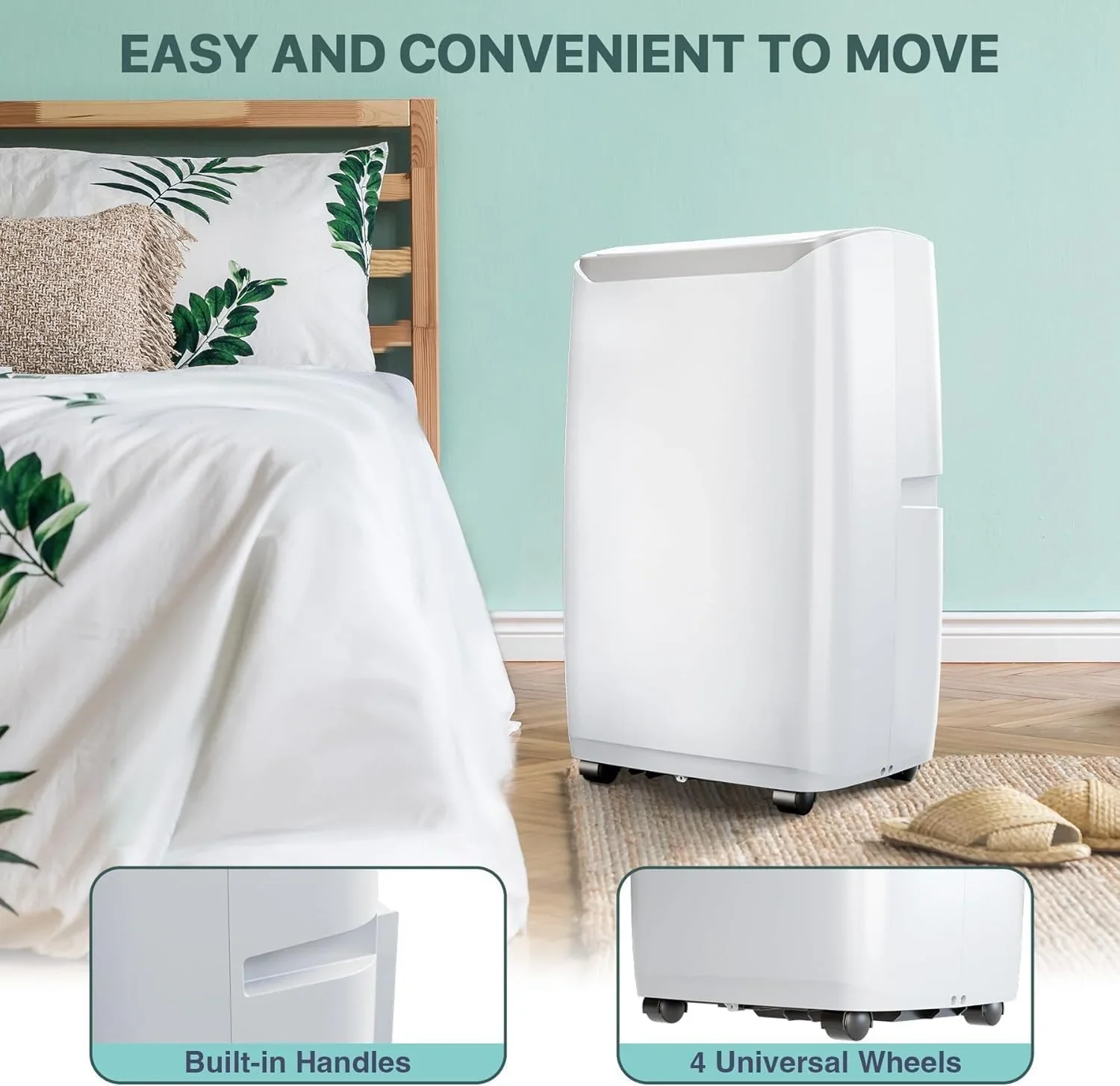 Aires acondicionados portátiles, AC portátil de 12000 BTU para habitaciones de hasta 550 pies cuadrados, AC 3 en 1 con enfriamiento rápido, deshumidificador y ventilador de tres velocidades, temporizador de 24 h/control remoto/ultra silencioso para