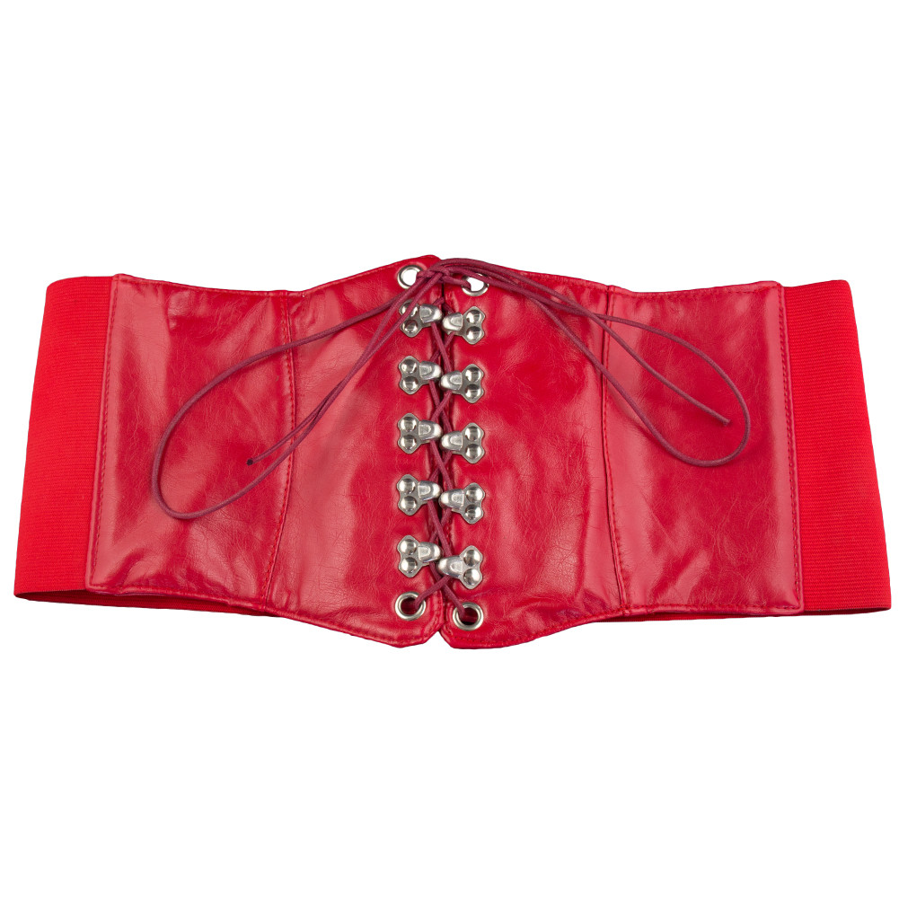 Ultra Wide Red Patent Leather Stretch Cinch Belt 2721