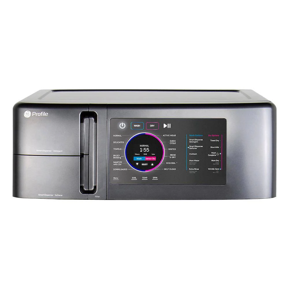 2025 Lavadora Secadora Combo GE Profile 4.8 pies³ Ultra Rápida con Bomba de Calor Sin Conducto – Color Carbon Graphite