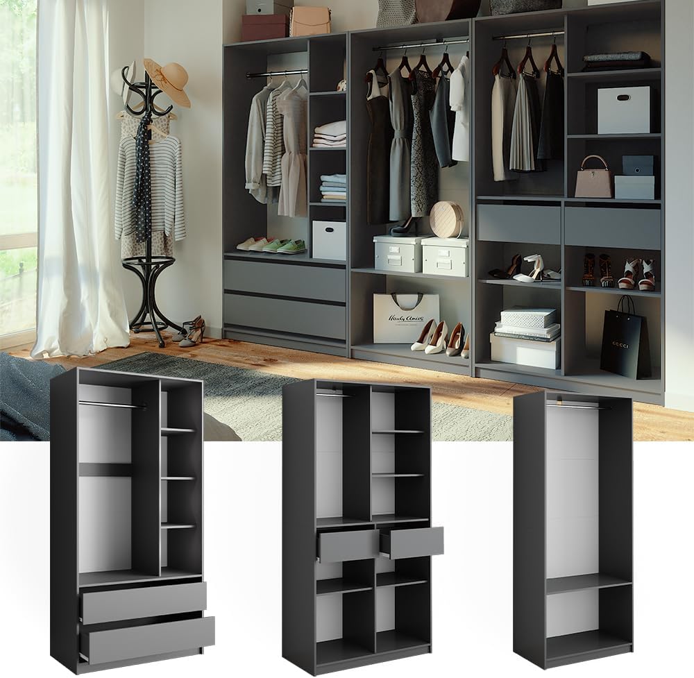 Vicco Elmo Cabinet, Anthracite, 280 x 200 cm, Pack of 3
