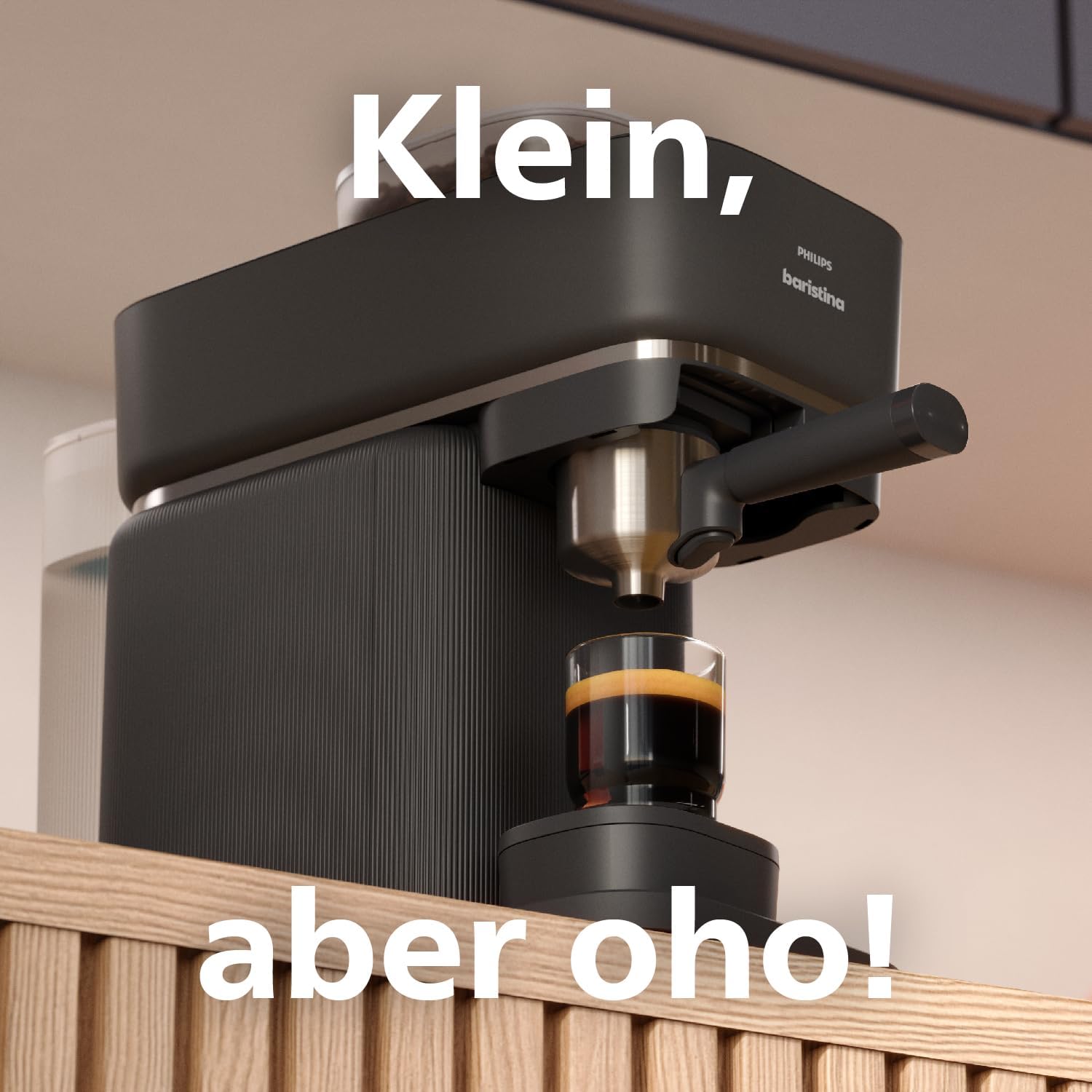Philips Baristina Espressomaschine - Real Espresso- made simple. Kompakte Kaffeemaschine- Naturweiß mit weißem Siebträger- 16-bar-Pumpendruck- automatisches Mahlwerk- Cafe Crema (BAR300/00)