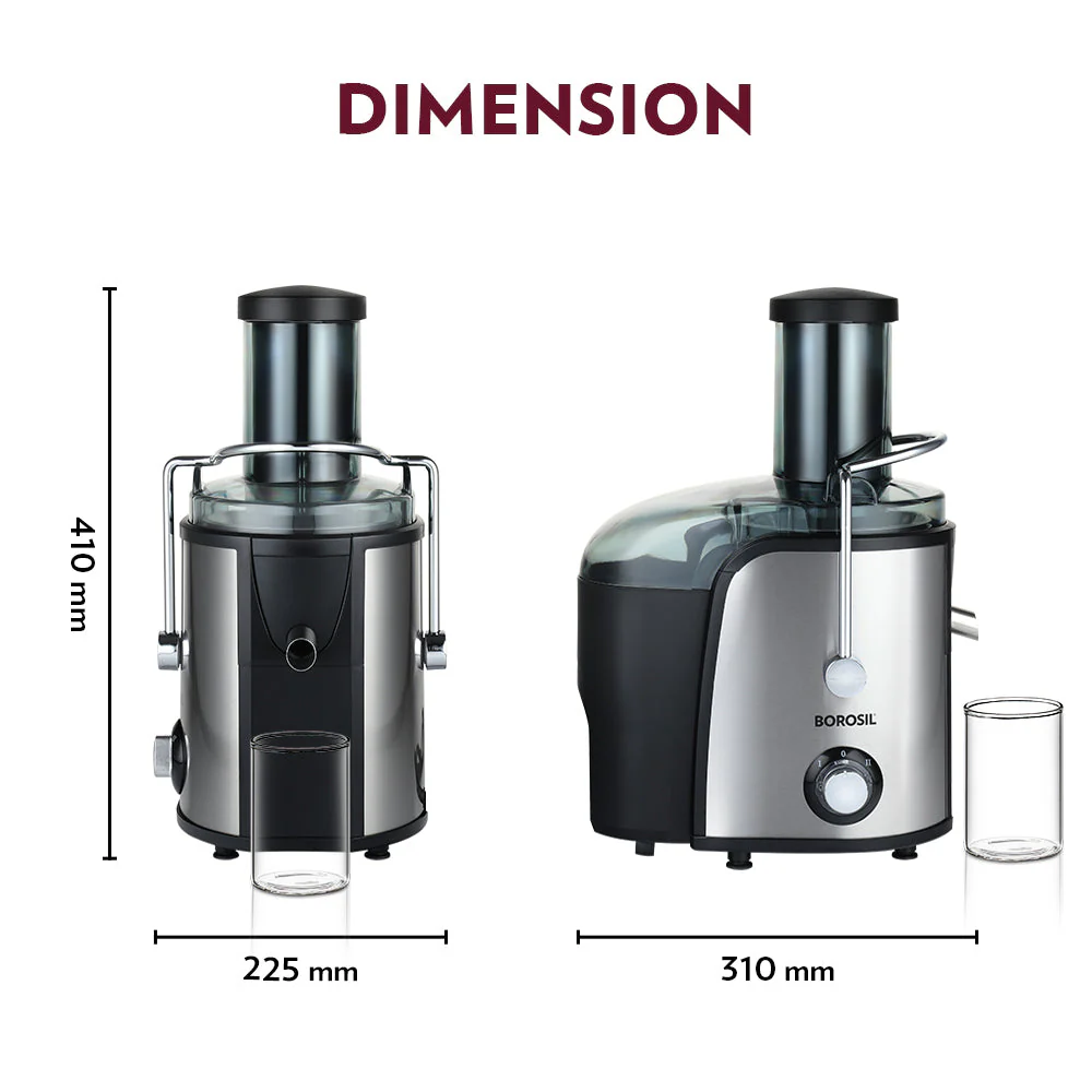 2025 Extractor de jugos Borosil Primus Plus 800 W – Extractor centrifugo potente con gran recipiente para jugo, opción de doble velocidad y servicio a domicilio