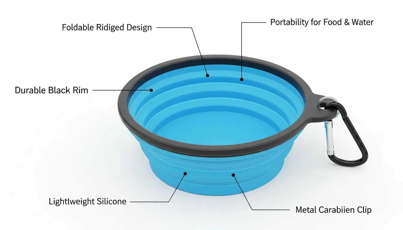 Collapsible Silicone Pet Bowl, Portable Foldable Travel Dish for Dogs & Cats