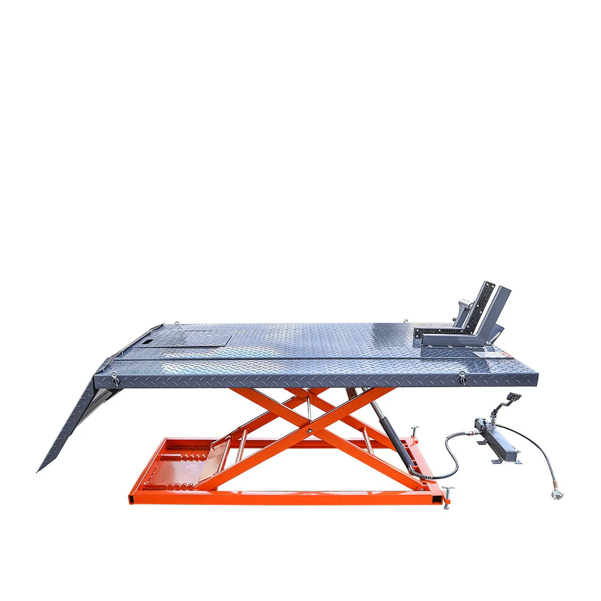 TMG-1500PML 1500-lb draagbare motorfiets/ATV-schaarlift, 48'' werkplatform, lucht- en voetpedaalbediening