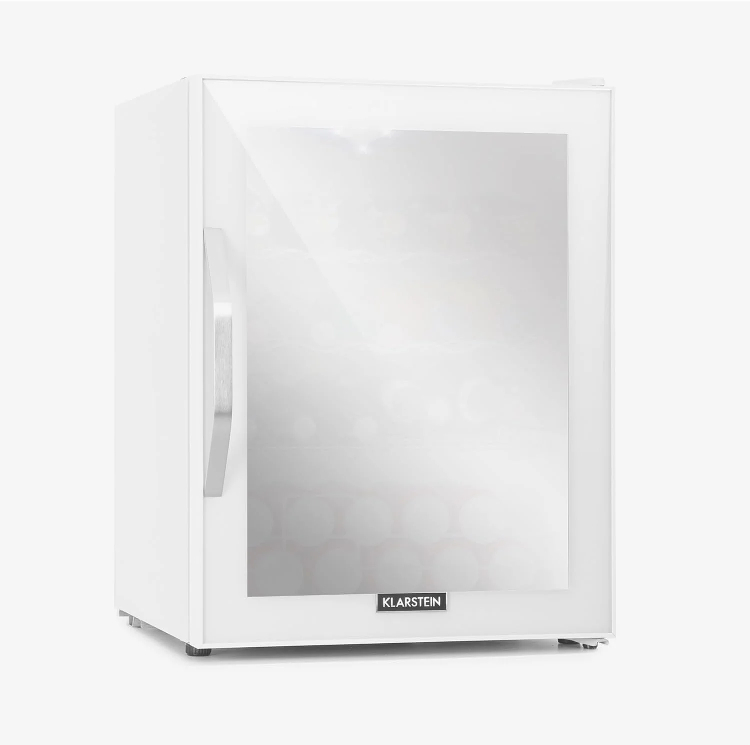 Klarstein Mini Koelkast met Glazen Deur voor Kamer, Drankenkoelkast met Verstelbare Planken, Klein 80 Liter, Indoor/Outdoor Koelkast Stil