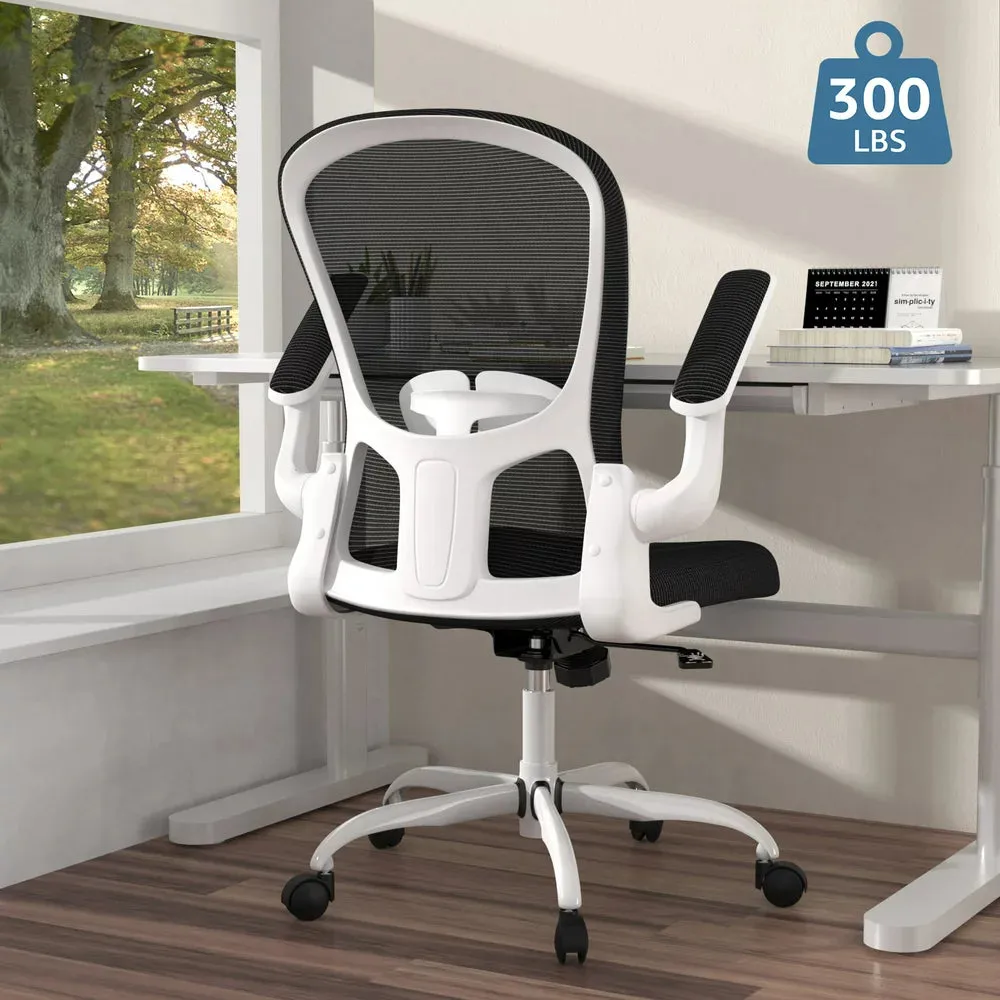 Silybon Ergonomic Office Chair, Comfort Home Office Task Chair with Flip-Up Arms and Adjustable Height
