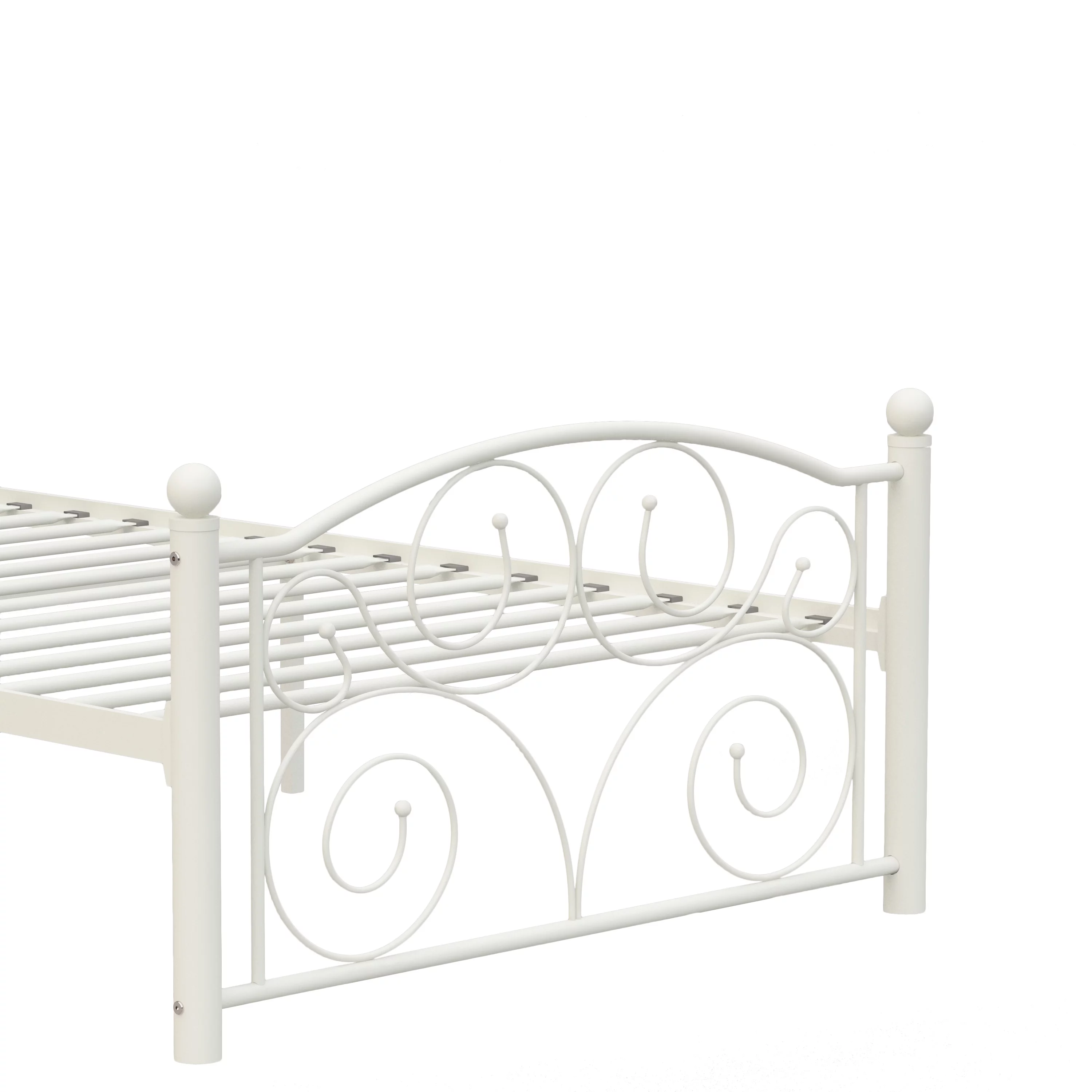 Estructura de cama moderna de metal blanca, tamaño Twin – Embellece tu habitación