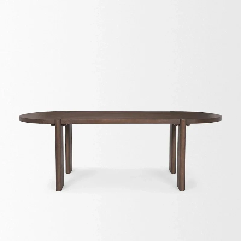 Sohan Dark Elm Oval Dining Table - Dimensions: 91.0L x 38.0W x 30.0H