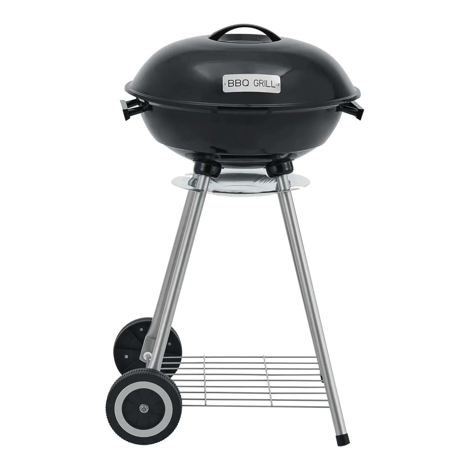 Barbacoa Redonda De Carbón Apricena Con Tapa 80x49x47cm - Negro [casa.pro]