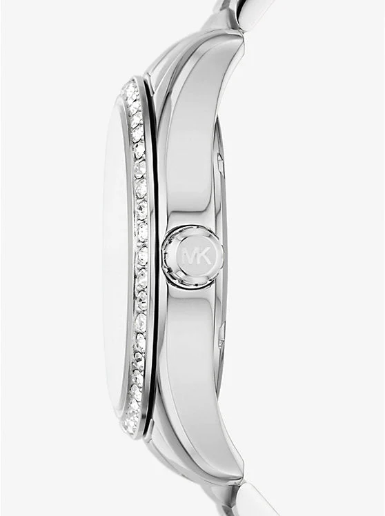 Michael Kors Lexington Crystals White Dial Silver Steel Strap Women's Watch - MK1087