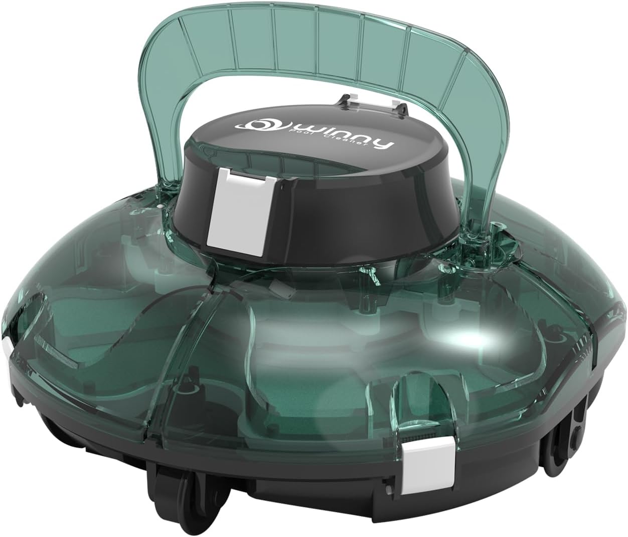 WINNY POOL CLEANER Winny 200 Poolroboter, Poolsauger kabellos mit Akku, 80 Min. Laufzeit, für Aufstellpools bis 60 m², Doppelfiltration, Automatisches Parken,Kompakt Leicht(Schwarz-Marine)