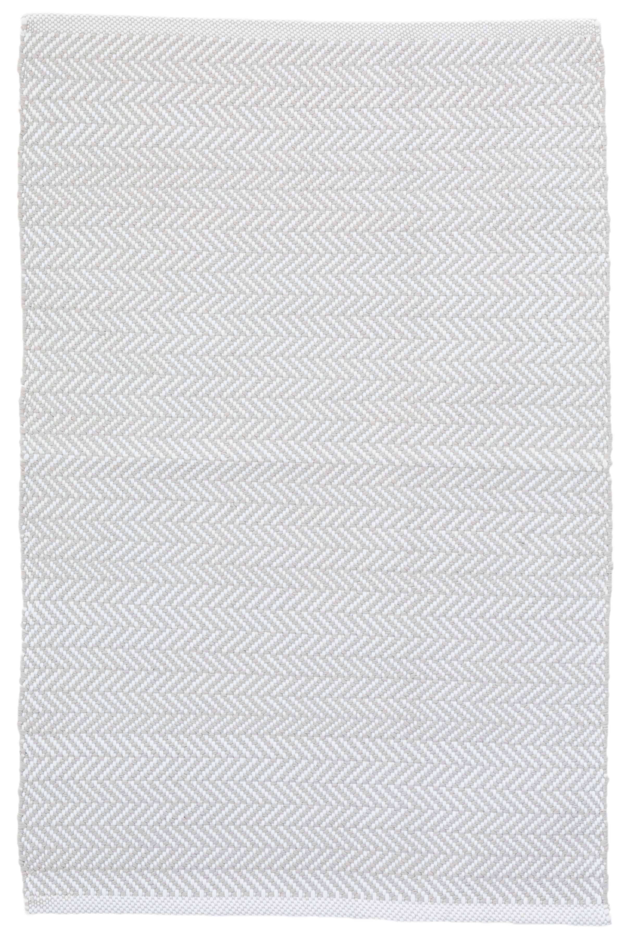 Dash & Albert Herringbone Pearl Grey Indoor/Outdoor Rug 2.5ft x 8ft