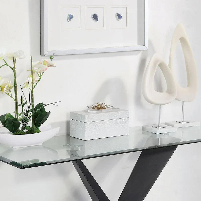 Gar Glam Black X-Base Glass Top Sofa Table by Furniture of America