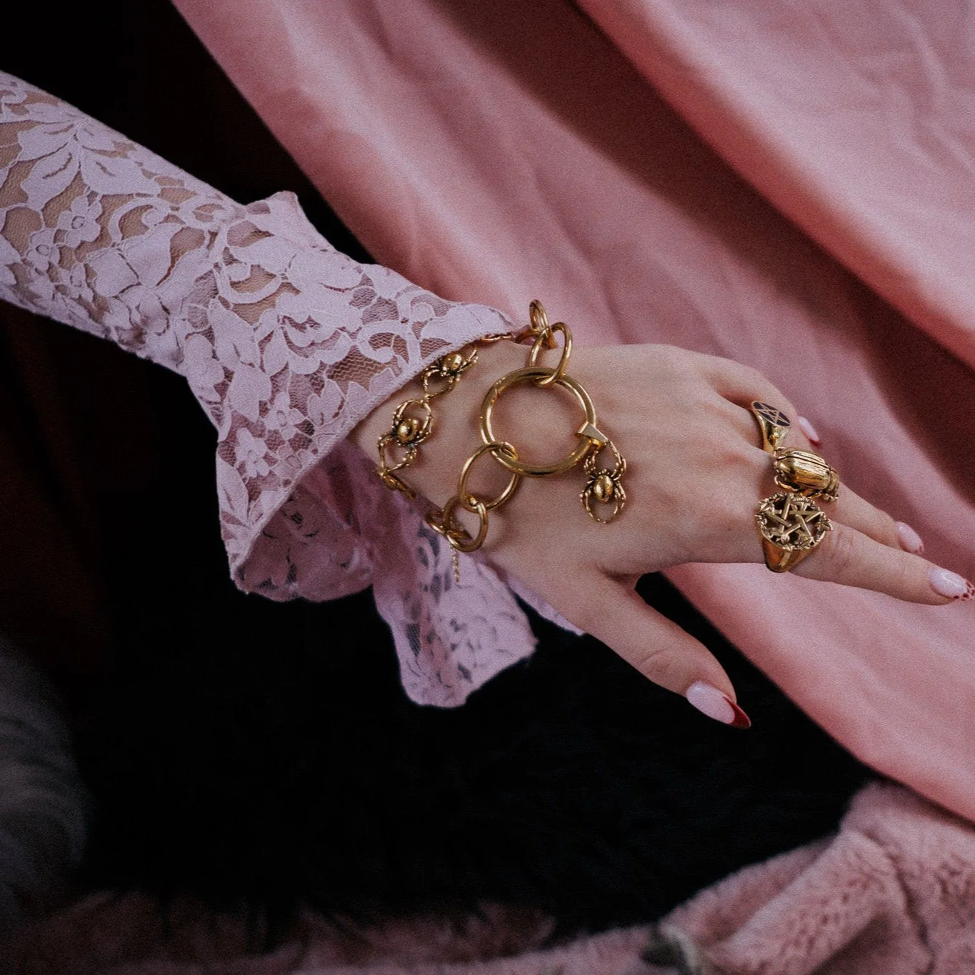 Gold Orb Weaver Spider Bracelet
