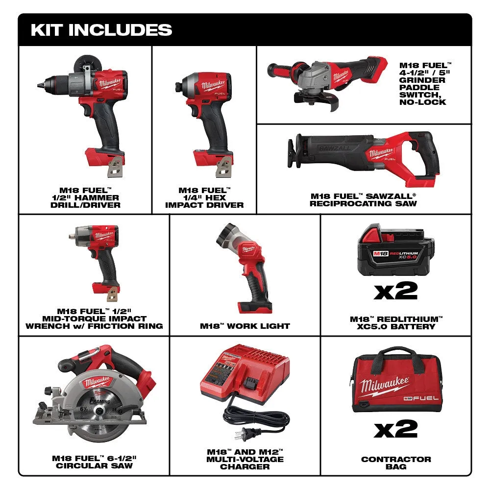 2025 Kit combinado M18 FUEL 18V con 7 herramientas y batería de 5,0 Ah de ion de litio sin escobillas