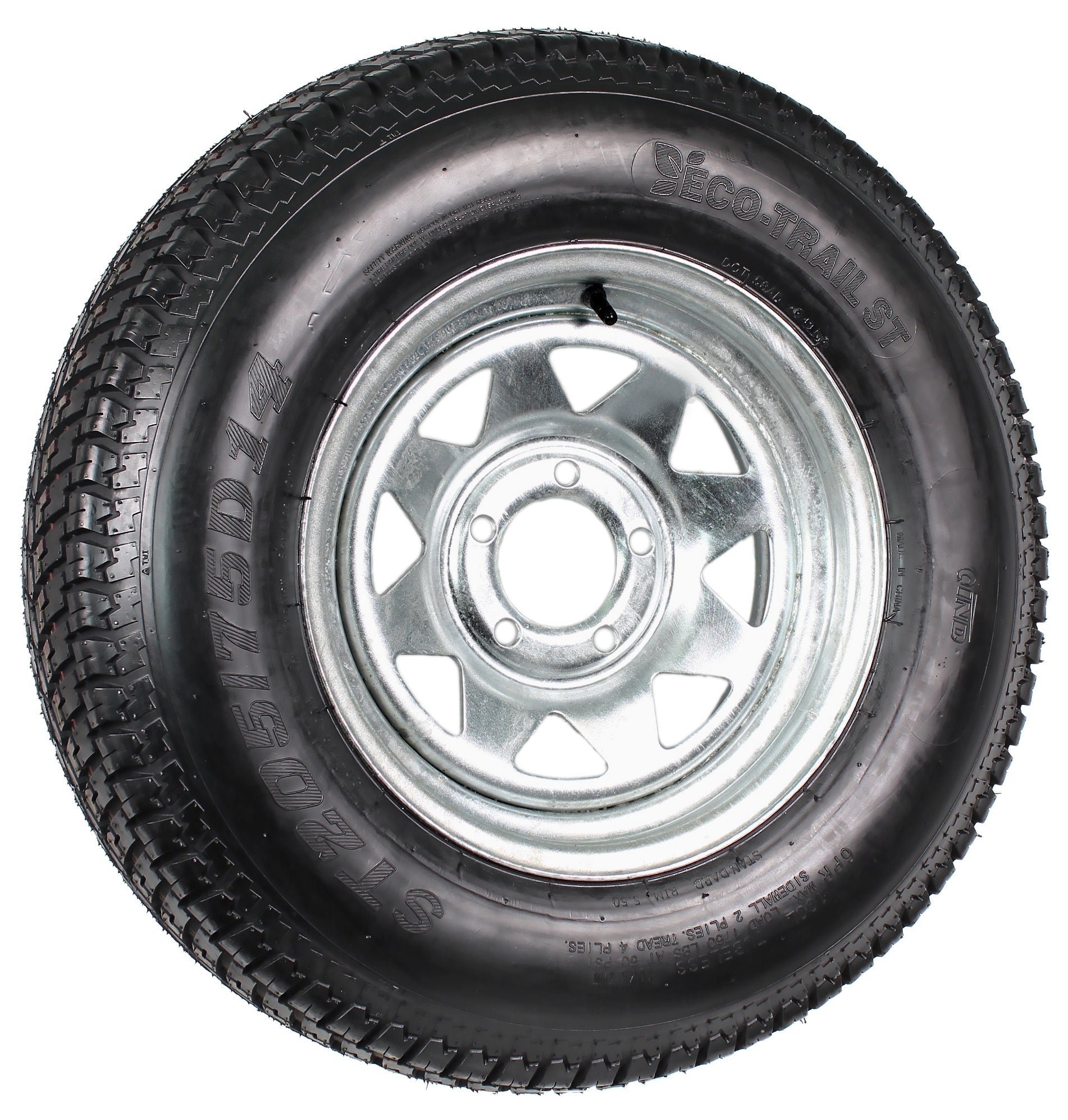 Neumático para remolque montado en llanta ST205/75D14 205/75-14 F78-14 Rueda de 5 pernos con radios galvanizados