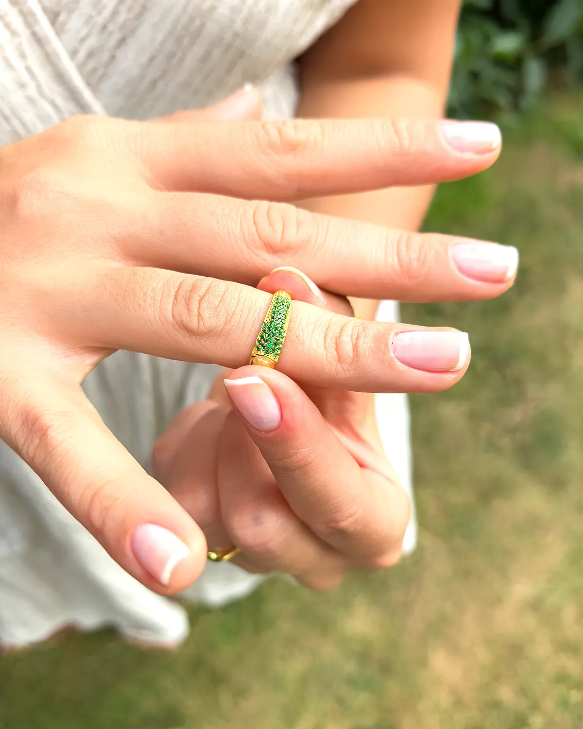 Dual Harmony Ring – 18K Gold Pavé Band