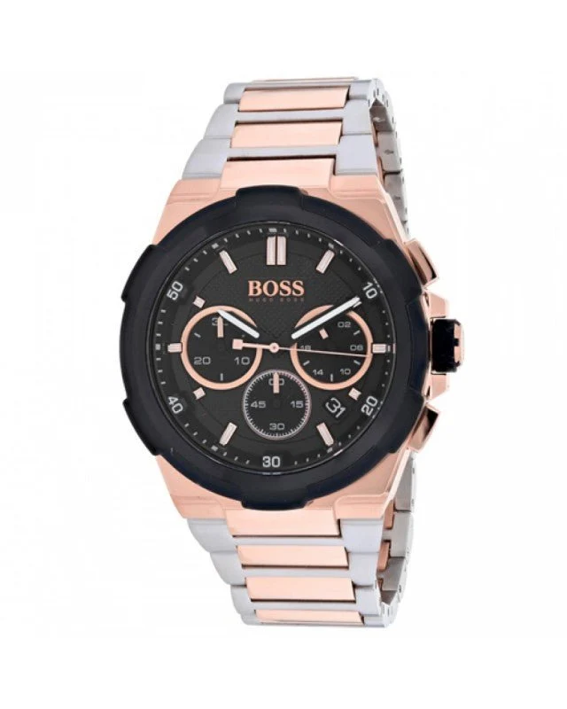 Hugo Boss Supernova Chronograph Black Dial Two Tone Steel Strap Watch for Men - 1513358