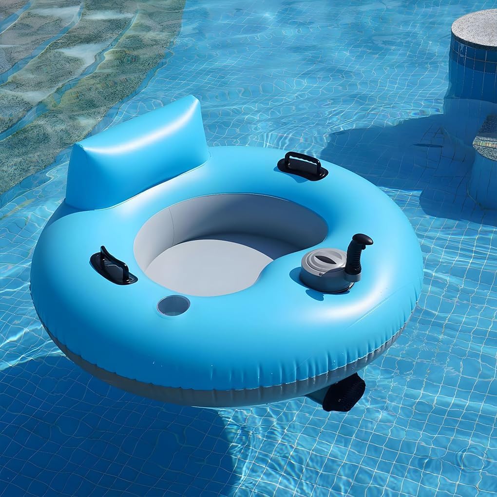 EXPERIENCE LUXURY WITH THE ELECTRIC SWIMMING CHAIR - The Motorised Inflatable Pool Lounger with Push Bar that is Ready to Use.
